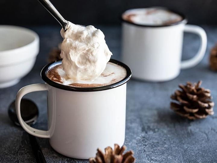 We have Hot Chocolate with Homemade Cinnamon Whipped Cream and Hot Apple Cider t